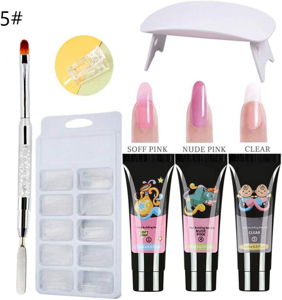 Liveday Poly Nail Gel Kit Polish Nail Art Extension Acrylic Kits Quick Dry