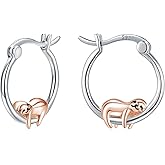 Hypoallergenic Sloth Huggie Hoop Earrings 925 Sterling Silver Small Animal Huggie Cartilage Earring Cute Cuff Hoops Ear Stud for Women