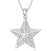 LWXIE Diamond Star Pendant Necklace for Women 925 Sterling Silver Lab Grown Diamonds Jewelry Gifts 0.08 cttw D Color VVS Clarity