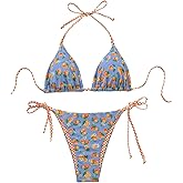 Verdusa Women's 2 Piece Fruit Print Bikini Sets Halter String Boho Summer Swimsuits Vacation Outfits