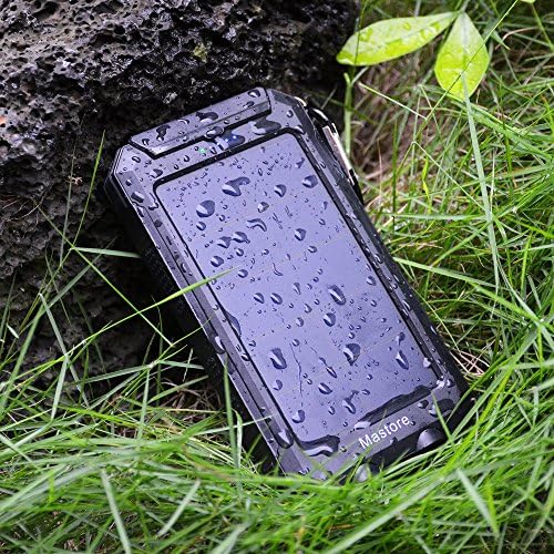 Mastore DN23 10000mAh Portable Solar Battery Charger Power Bank Dual USB Port Output External Battery Backup for iPhone iPad Cell Phone Tablet Camera etc. (Black)