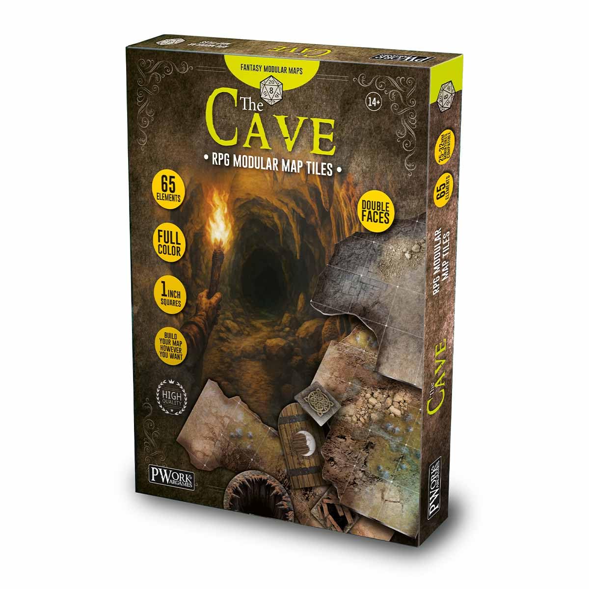 PWORK WARGAMES The Cave - RPG Modular Map Tiles - Double Face Cardboard Tiles