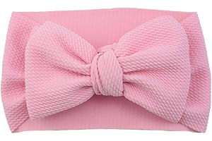 Koolgil Baby Girl's 8'' Soft Big Bow knot Nylon Headband Toddler Hairband for Photography Travle Party Festivals (Pink)
