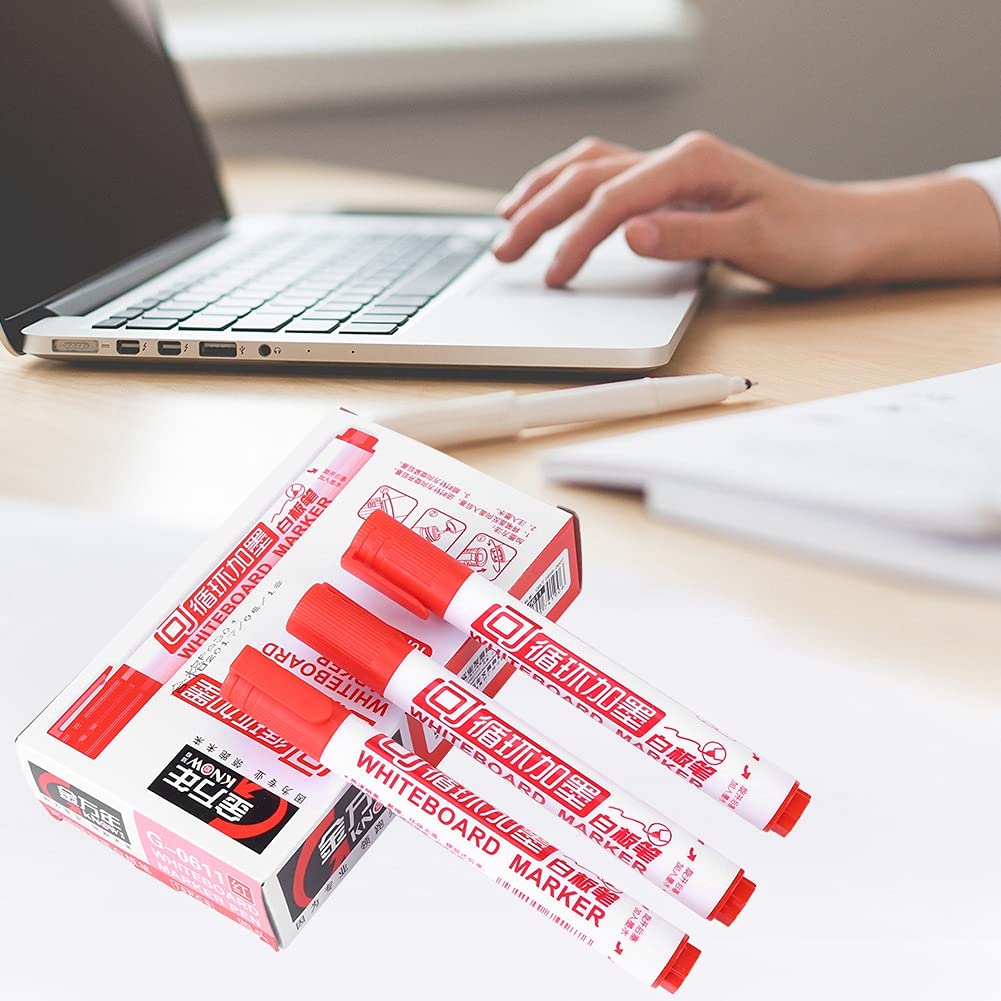 Zerodis 10pcs Dry Erase Markers, Erasable Whiteboard Marker Pens Whiteboard Markers Erasable Marker Pen Smudge-Free Markers for Dry-Erase Whiteboards, Glass, Label(Red)