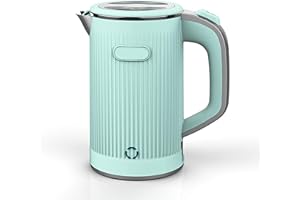 Small Electric Kettle 0.8L Mini Travel Tea Kettle Portable Hot Water kettle Stainless Steel Double Water Boiler Auto Shut-off