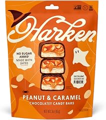 Harken Peanut & Caramel Chocolate Bars 5 minis | No Sugar Added | Made With Dates, Not Refined Sugar | High Fiber | Plant-bas