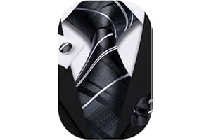 Barry.Wang Mens Plaid Ties Set Silk Checkered Necktie Handkerchief Cufflinks Woven Designer Wedding Business