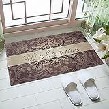 Rubber Doormat Indoor Low Profile Non-Slip Washable Welcome Mat for Front Porch Entrance Shoe Scraper Absorbent Decor Office Hall Entry Floor Mat Inside Bedroom Carpet Home Kitchen Rug 18x30