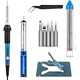 Vastar Soldering Iron Kit, Full Set 60W 110V Soldering Welding Iron Kit - Adjustable Temperature, 5pcs Different Tips, Desold
