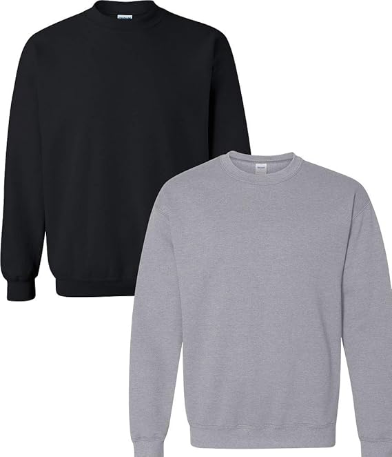 Buy Gildan Men's Fleece Crewneck Sweatshirt 2 Pack XLBlackSport Grey