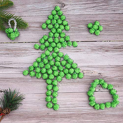 Livder Christmas Pom Poms Pompoms Light Green Glitter Fluffy Balls, DIY Art Crafts Gifts Decorations Supplies(0.6 inches, 500 Pieces) - Thumbnail 5
