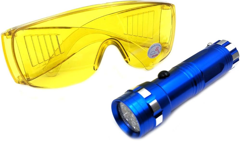 Nikauto Auto Air Conditioner Flashlight Leak Detector Tool Car AC Leak Test Flashlight UV Protective Glasses: Automotive