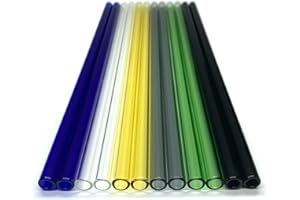 YEESEOK Glass Tubes 12 Piece, 12 Inch Long, OD 10 mm, Thickness 1.5 mm, Colorful Industrial Borosilicate Glass Tubing for Tall Cup (10mm-12IN-Multiple Colors)