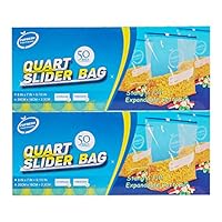 FUFRESH Quart Slider Freezer Bags, 2 * 50ct, with Expandable Bottom and Smart Package for Food Storage and Food Freezer