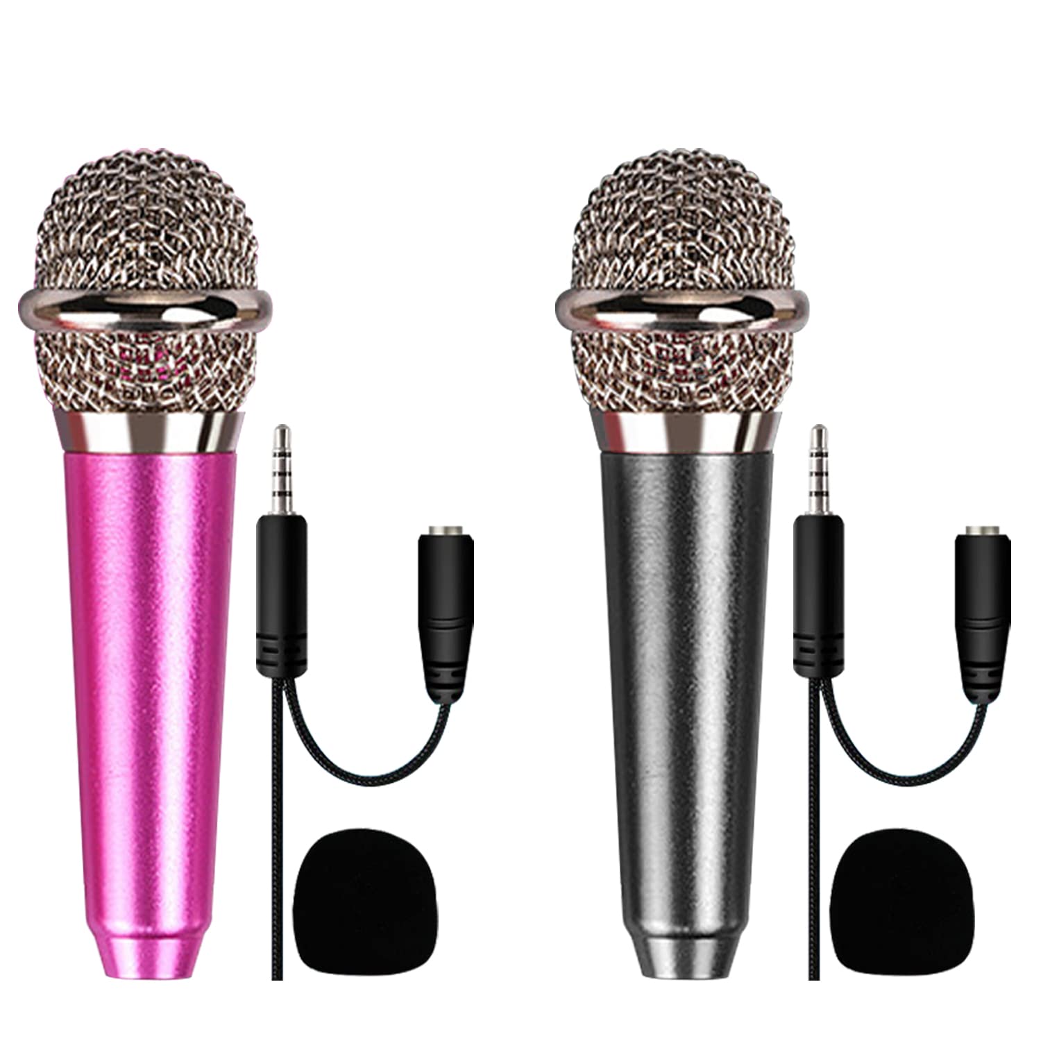 MUEEAD 2-Piece Mini Microphones, Portable Wired Karaoke & Singing Microphones for Mobile Phones & Laptops