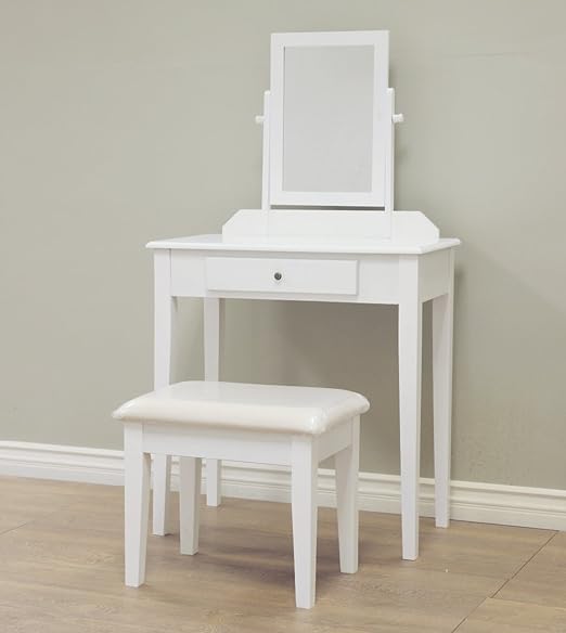 Amazon Com Frenchi Home Furnishing Vanity Set One Mirror White Furniture Decor