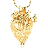 Imrsanl Cremation Jewelry Pendant Necklace for Ashes Holder - Anatomical Heart Urn Necklace for Ashes - Cremation Keepsake Memorial Lockets