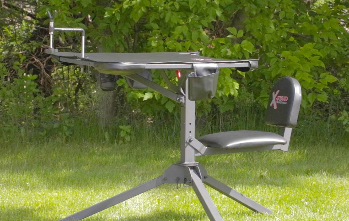 X-Stand Treestands The X-Ecutor 360 Shooting Bench X-Ecutor 360 Shooting Hunting Bench with Backrest & 360 Degree Swivel Seat, Black : Sports & Outdoors