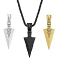 Ailiessy Spearpoint Arrowhead Pendant Necklace Set - Viking Punk Choker & Sweater Chain, 2 Pieces, Metal Alloy