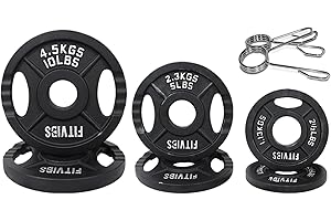 SIGNATURE FITNESS Fitvids Olympic 2-Inch Cast Iron Plate Weight Plate for Strength Training and Weightlifting, Two Hole Style, 35LB Set