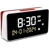 Talking Clock - Extra Loud Time &amp; Date for Elderly, Dementia, Low Vision | Easy to Use Speaking Clock for Hearing or Visually Impaired Seniors - Large Display, Adjustable Volume and Clear Male Voice