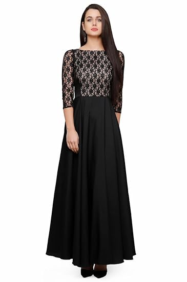 black and beige dress