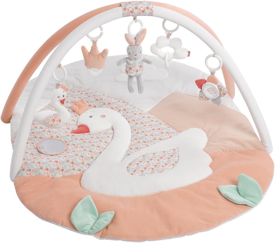 Fehn 062144 Swan Lake 3-D Activity Mat / Play Arch with 5 Removable Toys for Babies to Play with and Have Fun from Newborns Upwards