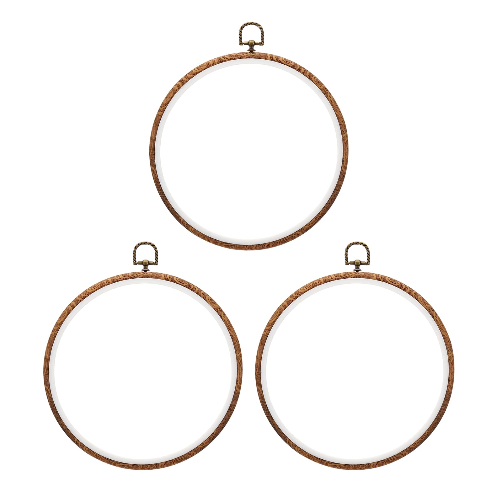 PATIKIL 8inch Embroidery Hoops, 3Pieces Imitated Wood Circle Frame Cross Stitch Hoop Ring for Embroidery Art Craft Sewing Ornaments Hanging Decoration