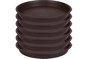 Angde 6 Pack Plant Saucer Tray 6“, 4 6 8 10 12 14 16 18 inch Saucers, Heavy Duty Plastic Drip Trays for Indoor, Plant Water Drainage Trays for Pots Base, Planter Flower Dishes for Plants (6“, Brown)