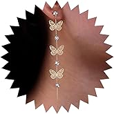 Erimberate Bohemian Crystal Butterfly Dangle Earrings Gold Hollow Butterfly Drop Earrings Cz Butterfly Tassel Chain Earrings Small Rhinestone Stud Earrings Jewelry for Women Gifts