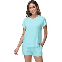 Conjunto Pijama Bambú Verano Capri Pijamas De Viscosa De Bambú WiWi - Conjunto Capri Para Mujer, Tallas S-XXL Conjunto Dormir Verano