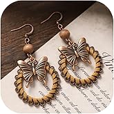 Butterfly Earrings for Women Brown Boho Dangle Circle Earrings Brown Vintage Western Jewelry Accessories for Party Outfits Trendy Jewelry Gifts