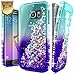 Galaxy S6 Edge Case, NageBee Glitter Liquid Bling Floating Waterfall Sparkle Diamond Phone Case for Samsung Galaxy S6 Edge with Screen Protector Full Coverage 3D Curve -Aqua & Purple