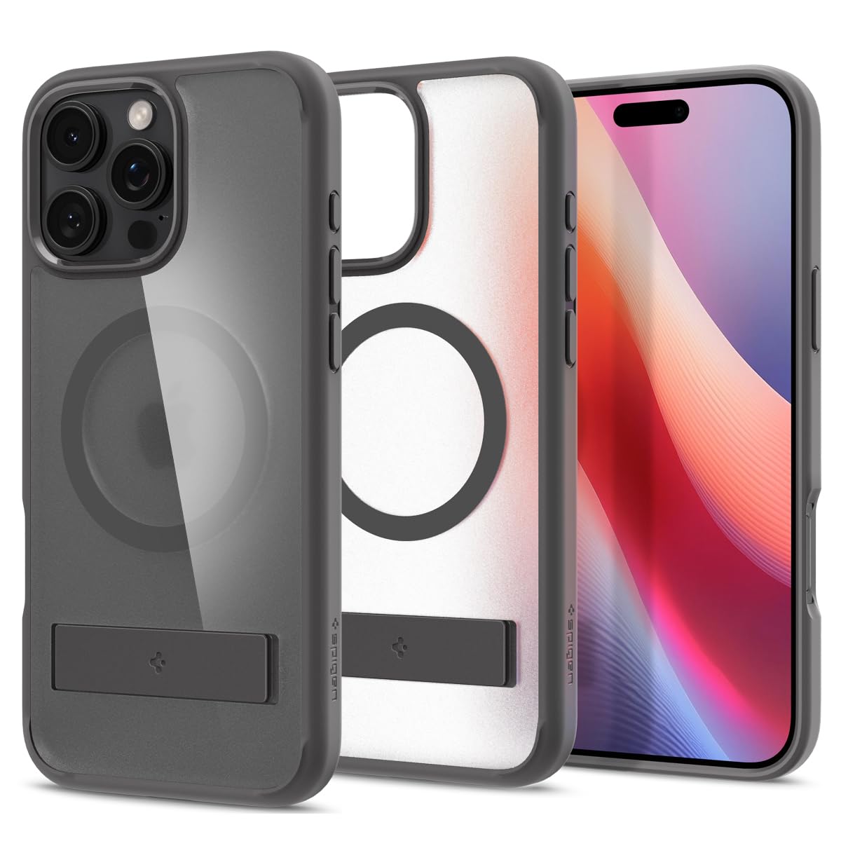 Spigen Ultra Hybrid S MagFit Case for iPhone 16 Pro [Built-in Kickstand] [MagSafe Compatible] - Frost Grey