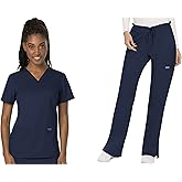 Cherokee Scrub Set for Women, V-Neck Top & Drawstring Flare Leg Pant, Soft 2-Way Stretch Easy Care Medical Uniform – CK00041C