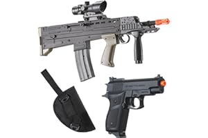 GoldenBall Airsoft L85 Spring-Powered Rifle and M77 Pistol Starter Kit with Holster (Black)