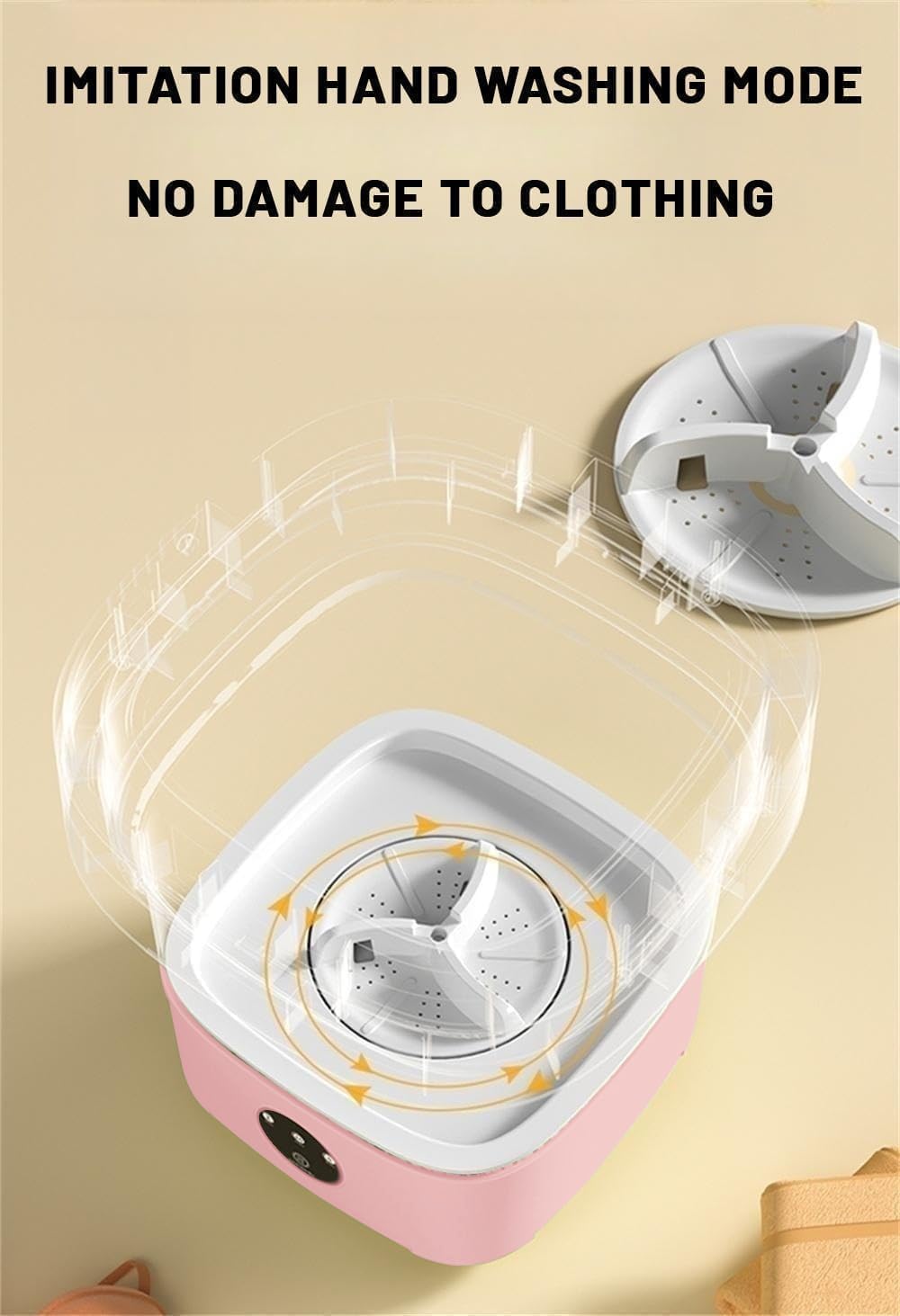 Portable Washing Machine, Mini Washer,16L Upgraded Large Capacity Foldable Washer.Deep Cleaning of Underwear, Baby Clothes and Other Small Clothes.Suitable for Apartments, Dormitories, Hotels.(Pink)