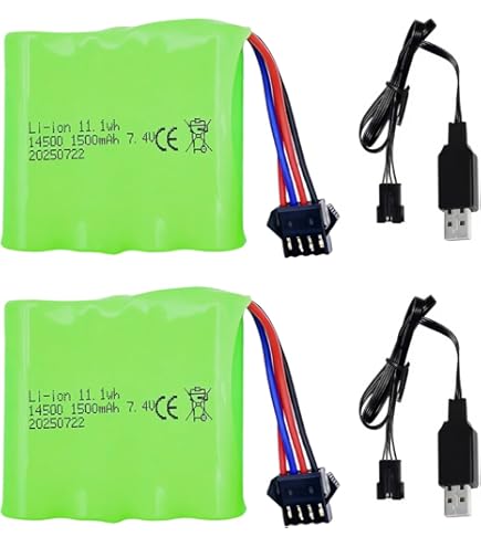 Batterie Voiture RC Batterie Li-ion Carson 7.4V 1500mAh - Pour Véhicules RC FE-Line - Connecteur Tamiya - 500608199 Batterie 7.4V 1500mAh - 2