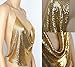 Gogoboi Nightclub See Through Deep V Halter Top Metal Sequins Crop Top Sexy Club Wear for Women (Gold)
