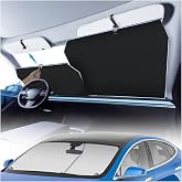 Upgraded Retractable Car Windshield Sun Shade, Protect Interior from Sun Rays &amp; Heat Damage for Daily Parking &amp; Road Trips, Universal Fit for Cars Suvs Trucks (Not for High Curve &amp; Dashboard)