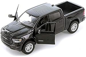 MOTORMAX. 2019 RAM 1500 Laramie Crew Cab Pickup Truck Black 1/24 Diecast Model Car by Motormax 79357