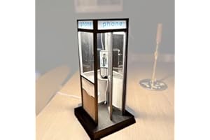 Retro Vintage Tall Phonebooth Lamp, Retro Lamp, Industrial Funky Table Light, Creative Small Desk Lamp with Soft Light for Of