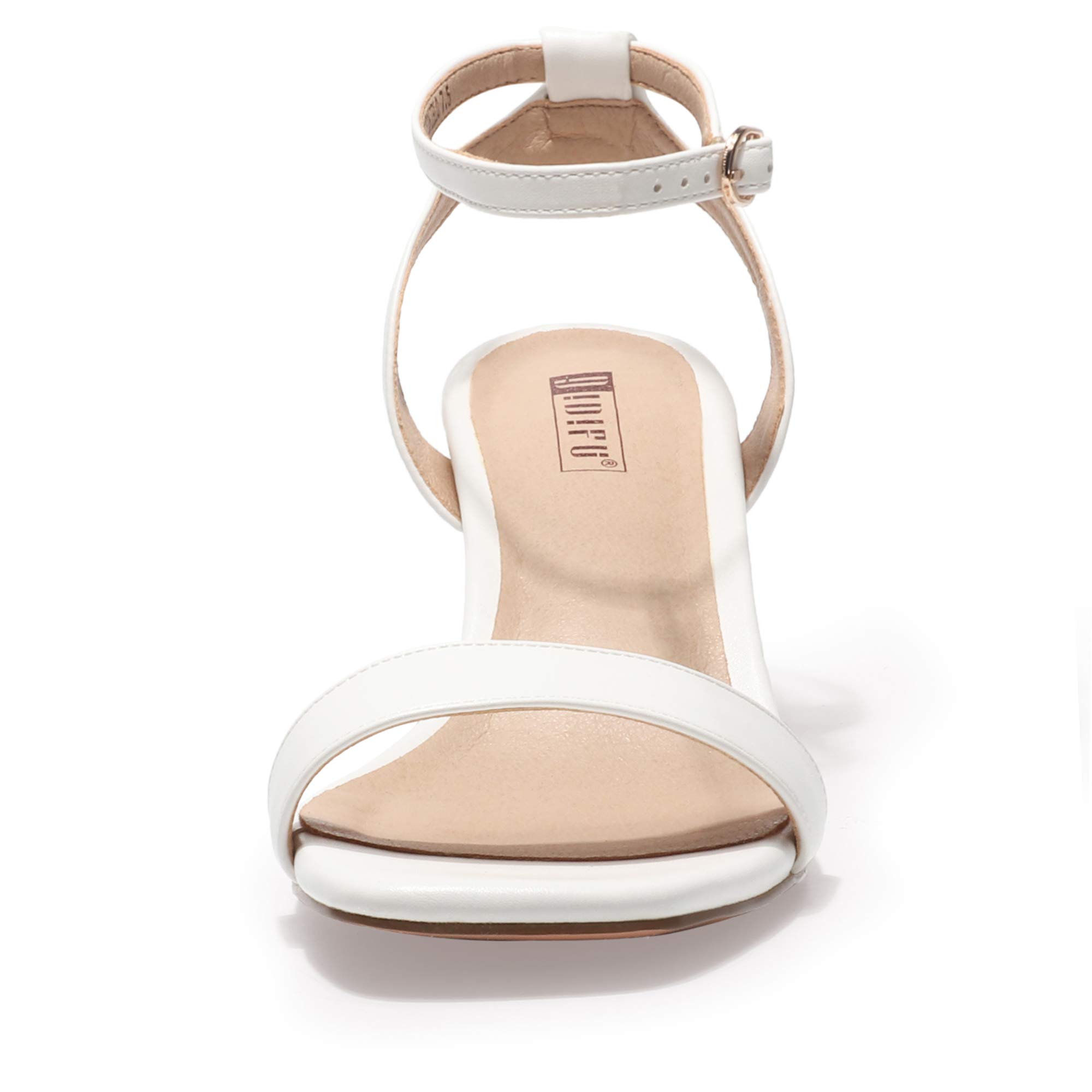 IDIFU Women's SE2COOKIE Square Open Toe Ankle Strap Chunky Block Low Heeled Sandals Wedding 