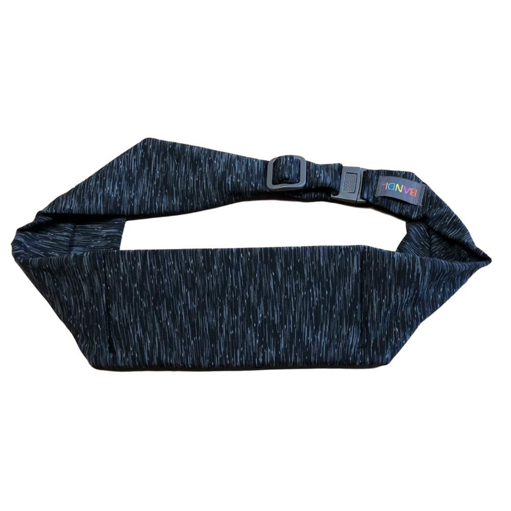 BANDI Large Pocket Belt Holds Phone for Running, Travel, Medical, Adjustable Fit, Comfortable (Black and Grey Strata)