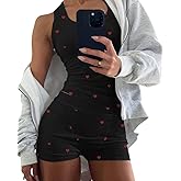 CHICME Womens Pajama Sets Casual Sleeveless Tank Top and Shorts Ribbed Knit 2 Piece Lounge Set