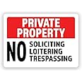 2-Pack Private Property No Soliciting No Loitering No Trespassing Vinyl Decal Sticker | 7-Inch by 5-Inch | Premium Quality Vinyl Decal | Laminated with UV Protective Laminate | PD2739