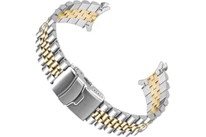 SINAIKE 20mm 22mm 23mm 24mm Stainless Steel Watch Band Curved Ends Tapered Metal Watch Bracelet for Men Women Jubilee Bracelet Watch Strap Deployment Double Flip Lock Buckle Black Silver