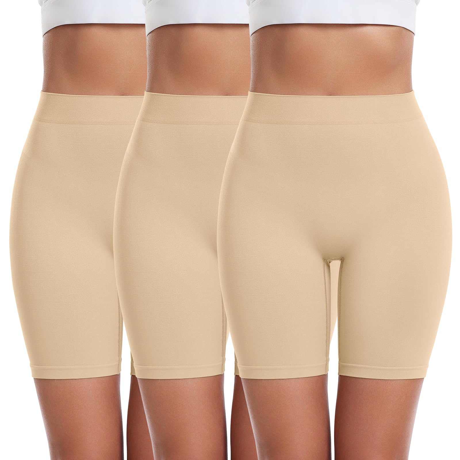 FRESBEIT 3 Pack Slip Shorts for Women Under Dress Comfortable Smooth Boyshorts Panties Biker Shorts 3N 3XL
