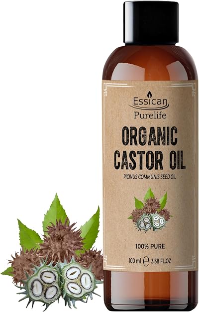 Essican Purelife Organic Castor Oil Cold Pressed for Hair Growth Skin Nails