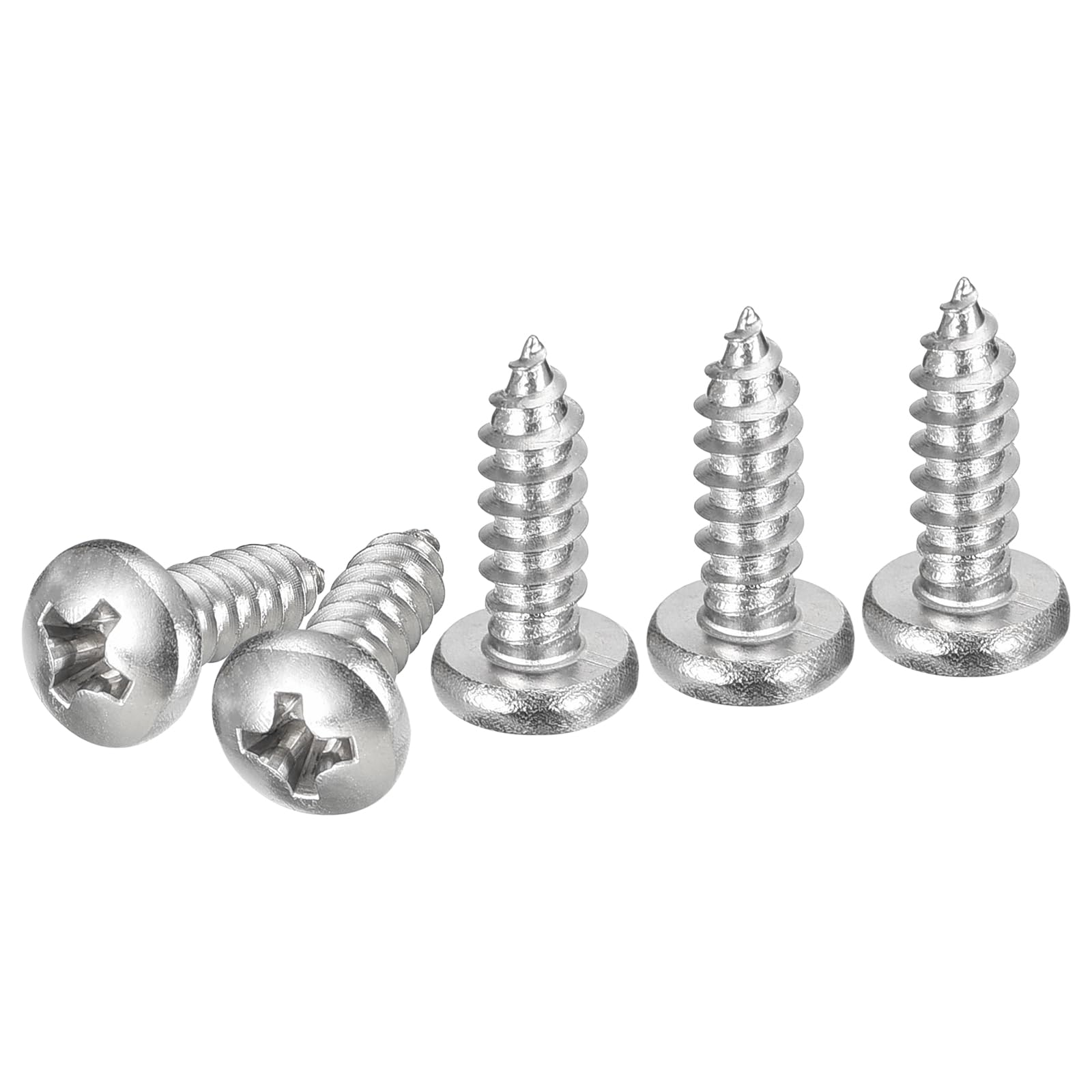 DTGN #8x1/2" Phillips Pan Head Self-tapping Screw - 100Pack - Bright Finish 304 Stainless Steel Sheet Metal Screws Wood Screws — image 1